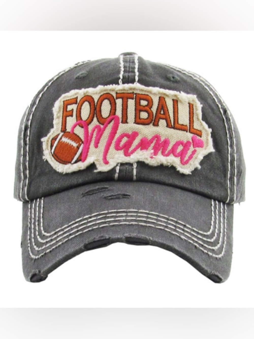 Football Mama Hat - Gray with Pink Accent